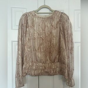 Express Satin Crew Neck Snakeskin Print with Banded bottom, Size XL